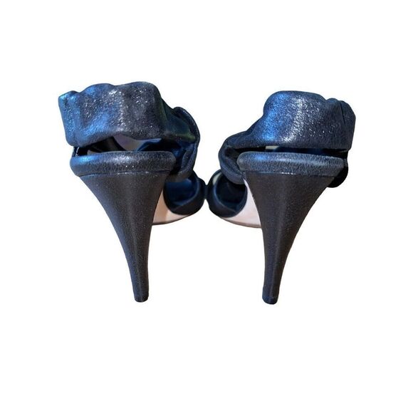 DKNY Rachelle Open Toe Black Leather Pumps Womens Size 10 GREAT CONDITION - Picture 6 of 11